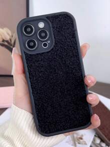 1pc Fashionable Autumn & Winter Wavy Plush Phone Case Compatible With IPhone - Burgundy - View 9