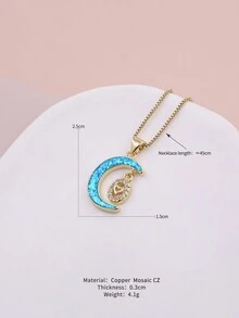 2023 New Design Luxury Plated Gold Cubic Zirconia Sparkling Butterfly Dog Eyes Moon Virgin Pendant Necklace Women Fashion  Jewelry - Blue - View 13