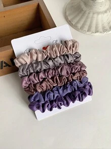 6个哑光彩色发圈，无损弹力发带，适用于马尾辫和发髻，休闲发圈，发饰，头部配饰 - 彩色 - 查看 7
