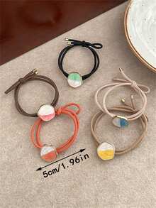 1pc Exquisite Hair Scrunchies For Women, Fashionable, Elastic Rubber Bands, Durable Hair Accessories - Orange+White - View 2