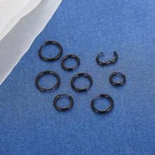 1對/5對時尚簡約朋克不鏽鋼盤旋式耳環,適合男女日常佩戴,尺寸有8mm/10mm/12mm/14mm/16mm可選 - 彩色的 - 查看 3