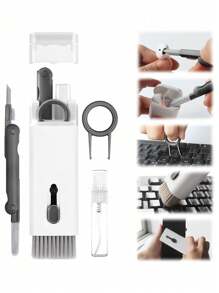 7入組鍵盤清潔工具組,多功能除塵刷,適用於清潔電腦、手機、家用電器 - 黑與白 - 查看 1