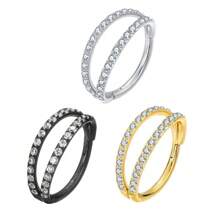 Aros De Nariz De Clicker De Septum De 16g Con Doble Aro Abierto, Pila, Para Pendientes De Cartílago De Hélix De Daith De Tragus De Concha De Perforación De Joyería - Plateado - Ver 3