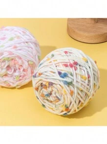 1入組特殊波點編織紗線卷，適用於手工藝，50克/入組糖果色紗線適用於圍巾、披肩、外套或袋子裝飾 - 白色 - 查看 4