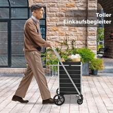 Foldable Shopping Cart, Multi-Purpose Cart With A Load Capacity Of Up To 40 Kg, Shopping Trolley With Wheels And 2 Baskets, Ideal For Laundry, Books, Luggage (With Removable Carrying Bag, Silver) - 銀色 - 查看 4