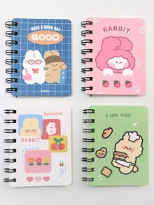 1 Cuaderno De Bolsillo Con Espiral, Tamaño Portátil De Estudiante A7 Con Dibujos Animados Y Estilo Fresco - Multicolor - Ver 3
