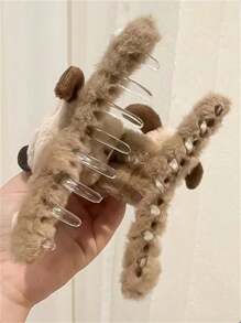 1只休閒穿搭棕色可愛卡通狗造型鉤針夾,適合女性 - 彩色 - 查看 4