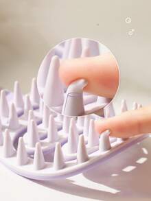 1pc Soft Silicone Scalp Massager Brush With Handle For Shampoo, Dandruff Removal, Itching Relief And Head Scratching - Multicolor - View 4