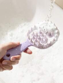 1pc Soft Silicone Scalp Massager Brush With Handle For Shampoo, Dandruff Removal, Itching Relief And Head Scratching - Multicolor - View 5