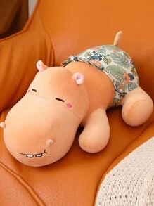 1pc Brown Sleepy Hippopotamus Plush Toy, Cute Stuffed Animal For Home Decoration And Birthday Gift - Brown - View 3