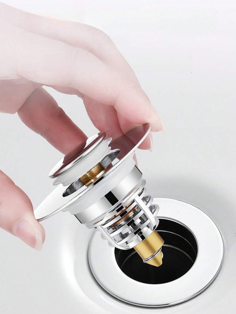 Push-Type Sink Drain Plug With Anti-Odor Water Seal, Pop-Up Drainage ...