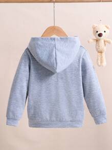 小男孩泰迪熊图案印花卫衣 - 灰色 - 查看 2