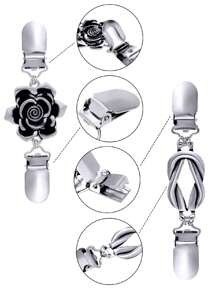 Yanxyad 1 件复古毛衣披肩夹扣金属连衣裙开衫胸针领夹花朵图案夹配饰情人节、妈妈、母亲、母亲节、礼物 - 復古銀色 - 查看 4