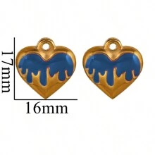 2pcs 304 Stainless Steel 18k Gold Plated Enamel Heart Pendant Earrings Women Daily Wear DIY Jewelry Accessories Necklace Pendant Bracelet Earrings - Pendant - View 13