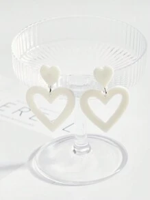 1pair Acrylic Heart Shape Earrings For Women, European & American Simple Design, Valentine's Day Gift, Daily Wear