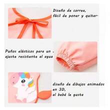 Bata Arte Manga Larga Pintura Mandil 2pk Baberos con estampado de diseño de dibujos animados, delantales para pintar, batas antisuciedad para comer y alimentar