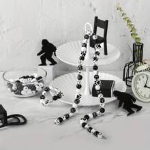 60pcs Pet Paw Footprint Wooden Spacer Beads For Jewelry Making DIYCreative Bracelet Necklace Key Bag Chain Pendant Dog Party DecorsHandmade Craft Supplies - Black - View 3