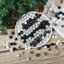 60pcs Pet Paw Footprint Wooden Spacer Beads For Jewelry Making DIYCreative Bracelet Necklace Key Bag Chain Pendant Dog Party DecorsHandmade Craft Supplies - Black - View 7