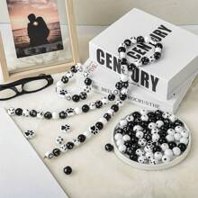 60pcs Pet Paw Footprint Wooden Spacer Beads For Jewelry Making DIYCreative Bracelet Necklace Key Bag Chain Pendant Dog Party DecorsHandmade Craft Supplies - Black - View 8