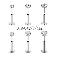 CIZME Juego De 6 Piezas De Anillos Para La Nariz Sin Rosca De 20g 18g 16g, Espárragos Hipoalergénicos Con Espalda Plana Para Perforación De Nariz Y Oreja De Cartílago Con Diamantes De 2mm, 3mm Y 4mm Para Hombres Y Mujeres Con Longitudes De 6 Mm, 7mm, 8mm
