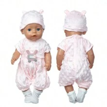 1set Doll Clothes Suit For 18inch Baby Dolls, Including Jumpsuit, Accessories And Gift Package - Light Pink - View 4