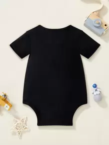 Baby Boy Casual Slogan Print Short Sleeve Romper
