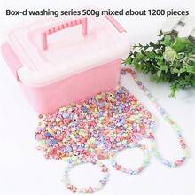 500克/盒兒童串珠diy珠寶製作材料套裝,手工項鍊製作,女孩玩具禮盒 - 彩色 - 查看 8