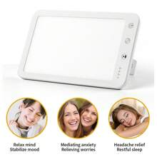 光療燈,10000勒克斯無紫外線觸控日光燈,5級調光和60分鐘定時器,一台極大的日光燈與記憶功能,適用於家庭/辦公室（白色） - 白色 - 查看 6