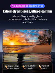 3pcs IPhone Anti-Peeping Tempered Film Privacy Protection Film, Compatible With IPhone16/ 15/14Pro Max/14/13 Pro Max/12, Comprehensive Protection Of Screen Privacy, High-Definition Anti-Fall Protective Film, Eye-Protecting Mobile Phone Film, Compatible With Iphone X-15 Series Gift For Birthday, Family, Friends Tempered Glass, Anti-Spy, Phone Screen Protector, Phone Accessories