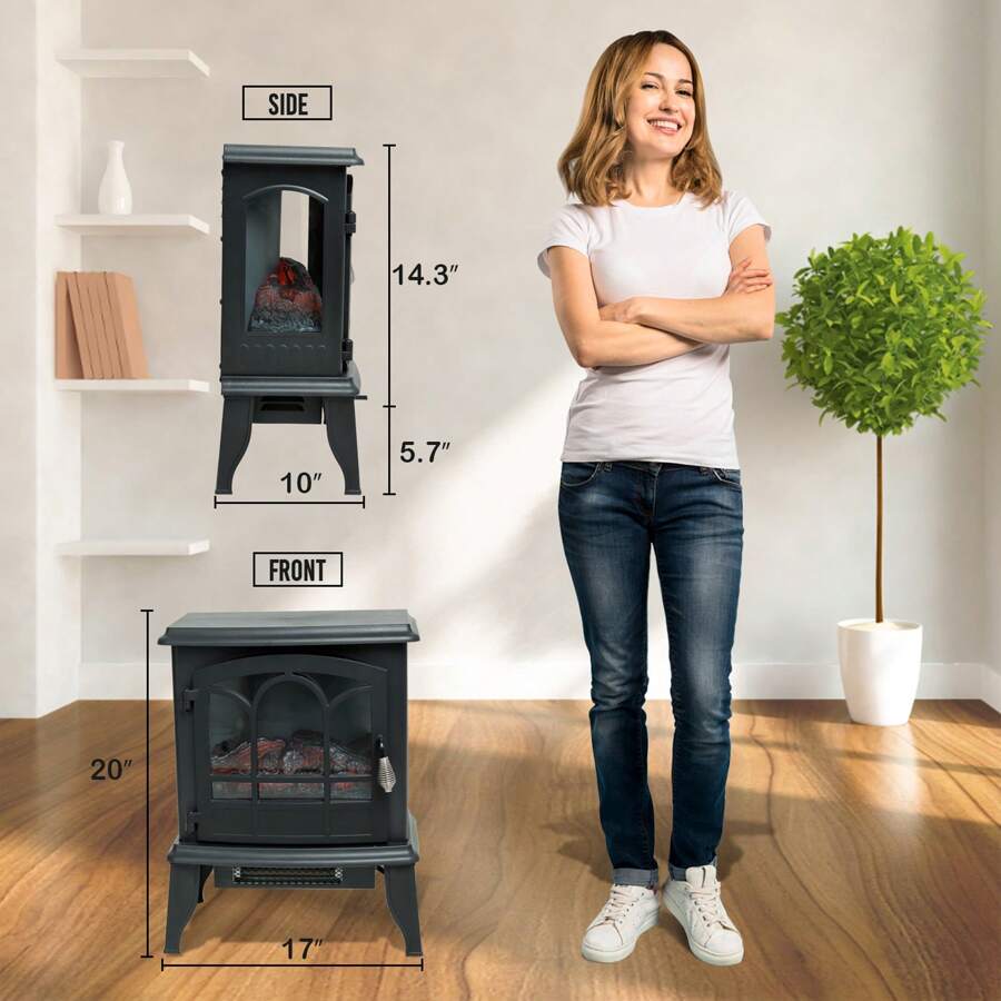 CHopetree 20 Inch Tall Portable Electric Wood Stove Fireplace With