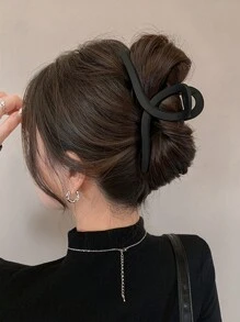 1pc Simple, Fashionable, Minimalist, Matte Finish Hair Claw Clip For Everyday Commute, Casual Outing - Brown - View 4