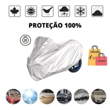 Capa de moto 100 % impermeável Protege Sol Chuva Poeira Anti Uv Resistente com Elástico - Prata - Visão 4