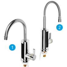 Electric Heating Tap Kitchen Bathroom Fast Instant Hot Water Heater Faucet 360° - Silver - View 3