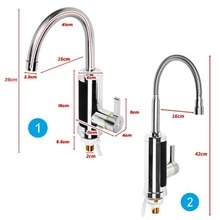 Electric Heating Tap Kitchen Bathroom Fast Instant Hot Water Heater Faucet 360° - Silver - View 4