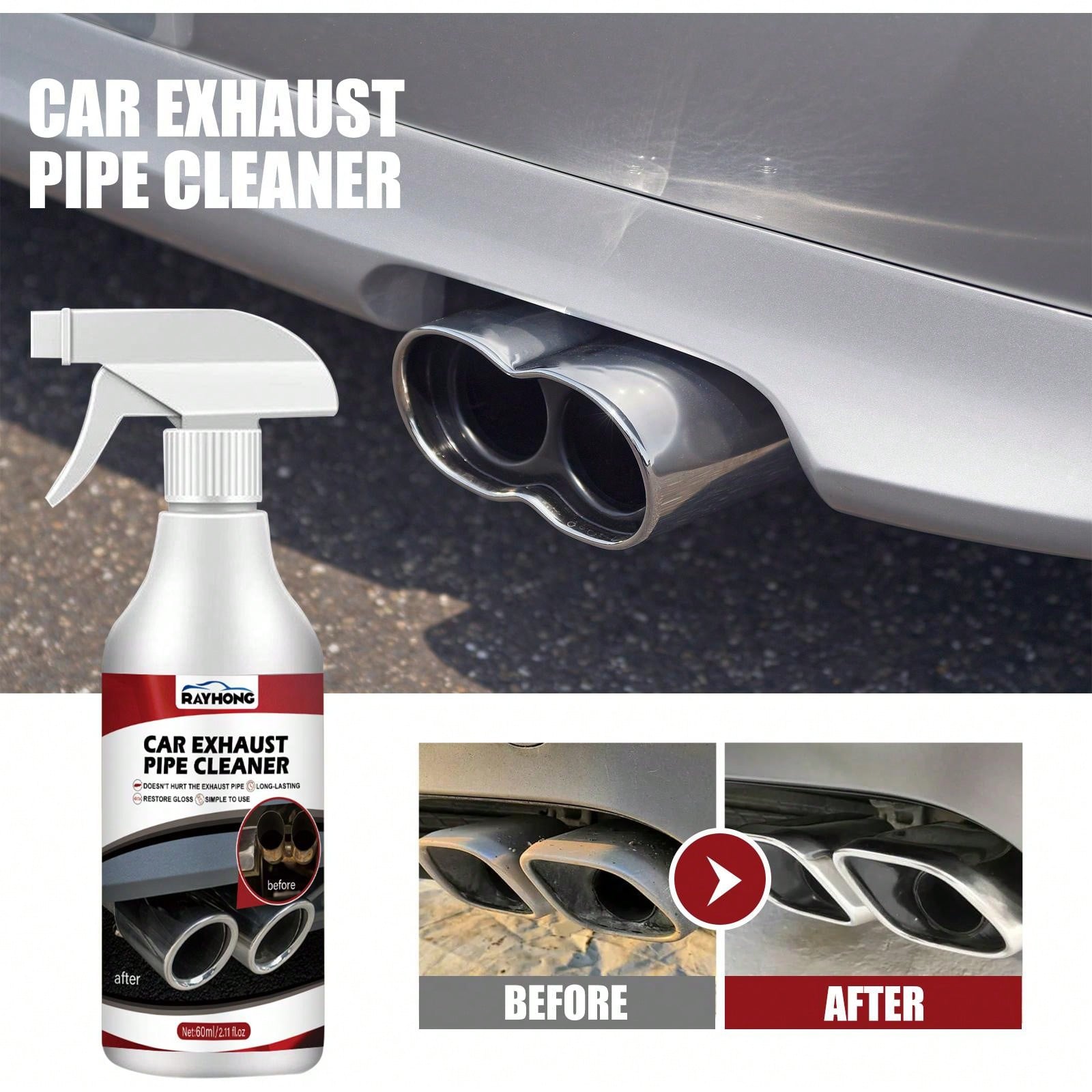 Automotive Exhaust Pipe Cleaner Rust & Carbon Deposits & Black Smoke