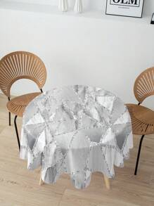 1pc Marble Texture Pattern Digital Print Round Tablecloth - Various Colors - View 1