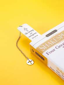 1pc Stainless Steel Bookmark With Inspirational Quote & Cross Design, Fashionable & Personalized Gift For Friends, Family, Children, Graduation Season, Students - Silver - View 5