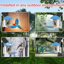 1入藍白色太陽能鳥食攝影機,低耗能,智能鳥食器,1080p高清攝像頭,自動捕捉鳥類視頻並發送語音通知,ai鳥類識別,wifi無線室外安全攝像頭 - 藍白色 - 查看 3