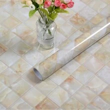 1roll  Marble Wallpaper Removable Wallpaper Film Self-Adhesive Granite Kitchen Peel Stick Backsplash Marble Tile Countertop Shelf Liner Bathroom - Multicolor - View 1