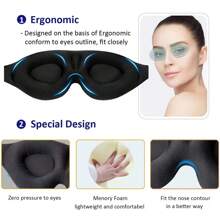 1pc Eye Mask, Soft And Traceless Sponge Eye Mask, Outdoor Camping Eye Mask, New Year Gift, Valentine's Day Gift - Black - View 2
