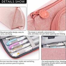 可愛的鉛筆盒學校文具袋筆盒,大容量辦公組織袋,適用於青少年女孩成人學生學校文具 - 粉色 - 查看 6