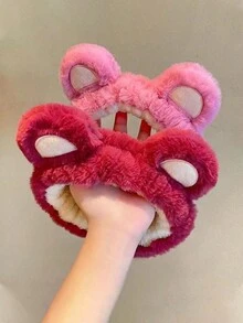 1pc Cute Bear Headband Hairband For Makeup, Skincare, Yoga, Sports, Shower; Adjustable Elastic Hair Tie, Suitable For Girls And Women - Burgundy - View 5