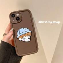 1入組粉色情侶款矽膠防震手機殼（女款），適用於iPhone - 棕色 - 查看 2