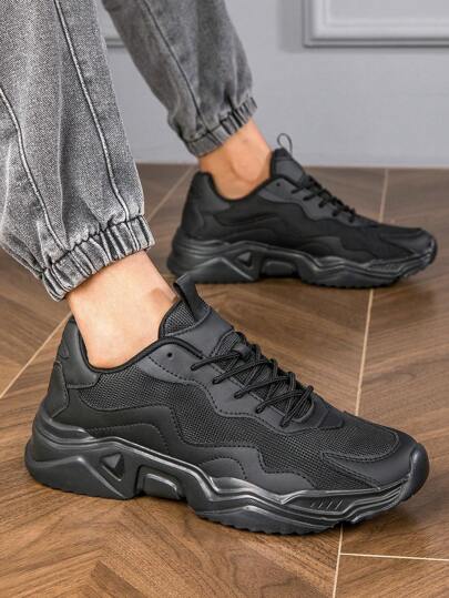 Men Colorblock Lace-Up Front Sneakers Chunky Shoes