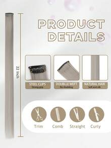 Woven Clip Hair Colored Straight Clip Hair Red Pink Orange Purple Blue Green Grey Extensions Party Highlights Clip Hair 22 Inch, Straight Hairpiece Clip In Synthetic Streak For Girls And Women Hair Used Dairy Holiday New Year Gifts 10Pcs/Pack - Grey - View 4