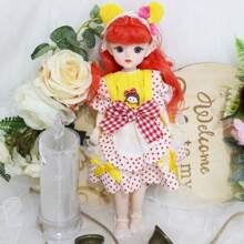 1pc 30cm Delicate And Cute Doll, Anime Style With Bjd Articulation Points. Can Be Used As Indoor Table Decoration, Or As A Birthday Gift For Princess Lovers. - Orange - View 2