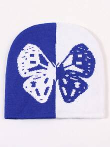 1入女士秋冬季蝴蝶圖案針織帽,帶耳蓋保暖防風,非常適合休閒和戶外活動使用