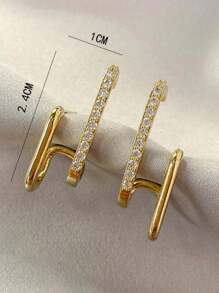 1pair Fashionable Personalized Design Luxury Rhinestone Earrings With European And American Style For Women's Daily Wear