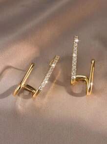 1pair Fashionable Personalized Design Luxury Rhinestone Earrings With European And American Style For Women's Daily Wear