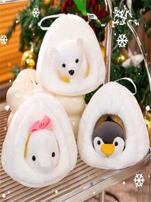 1pc Snow Nest With Stuffed Animal Undetachable String For Polar Bear, Penguin Or Beluga Whale Plush Toy, Home Decoration, Birthday/Valentine's/Festival Gift - Pink - View 3